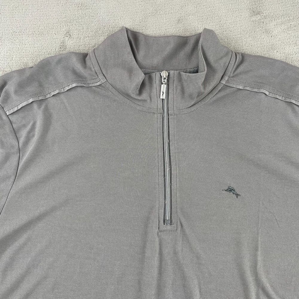 Tommy Bahama 1/4 Zip Pullover Men 2XL Grey Performance Long Sleeve Marlin Logo